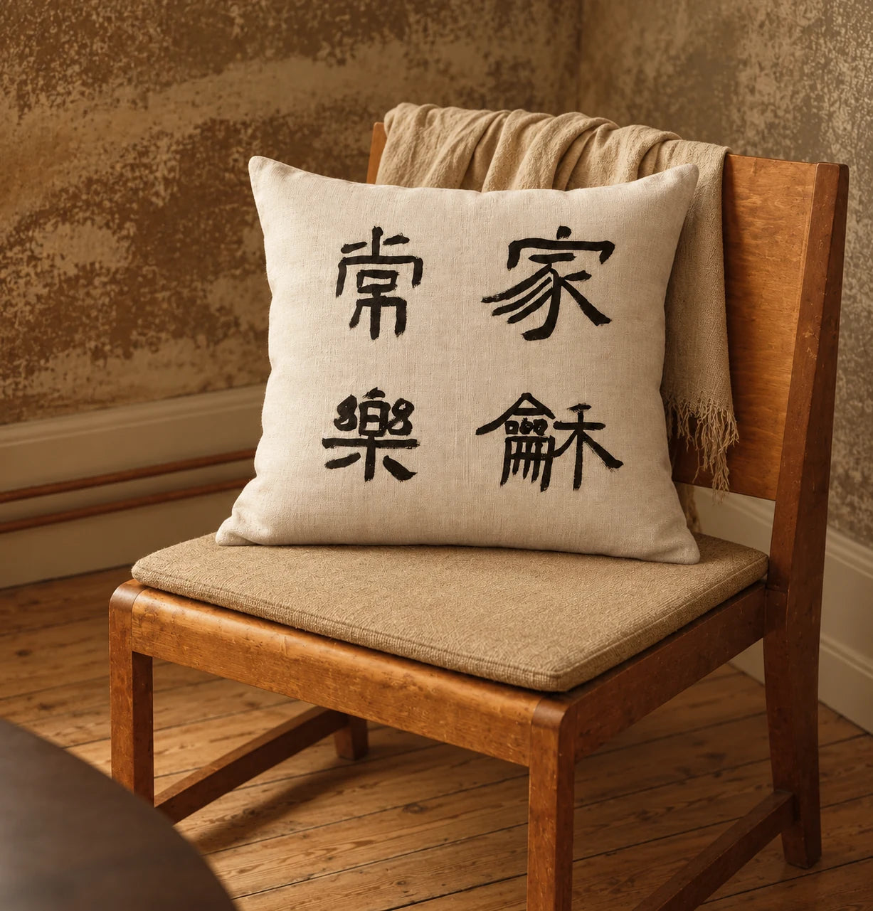 Application inspiration: 家和常乐 on a cushion