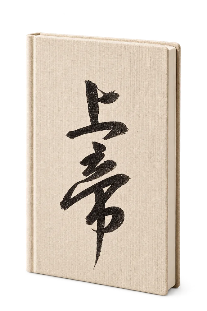 Notebook with original handwritten 上帝 calligraphy