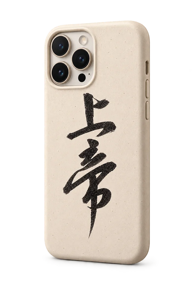 Phone case with original handwritten 上帝 calligraphy